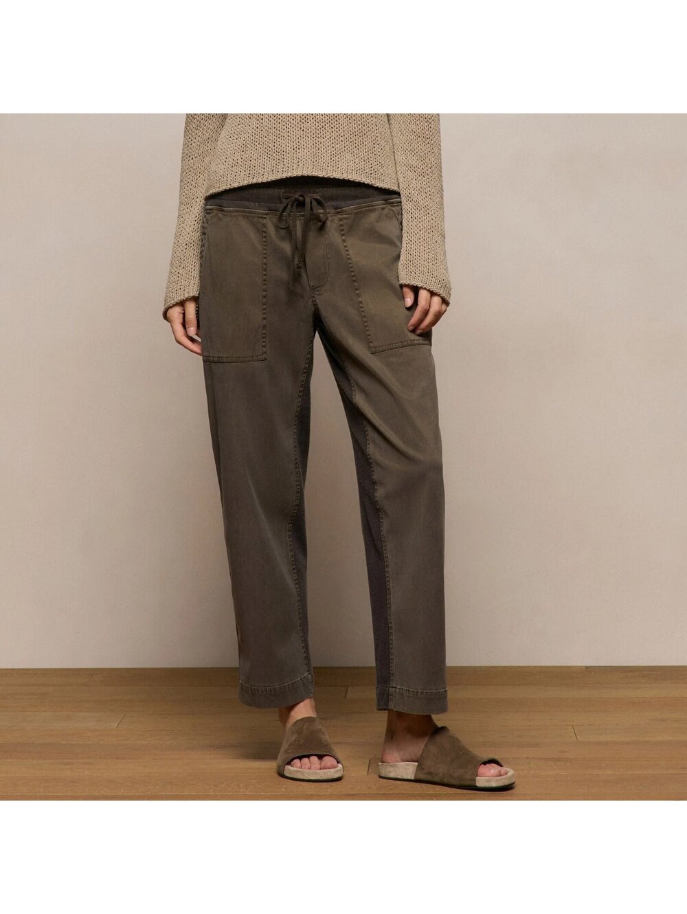 Standard James Perse Utility Jogger Pants Army Green Drawstring Size 3/L